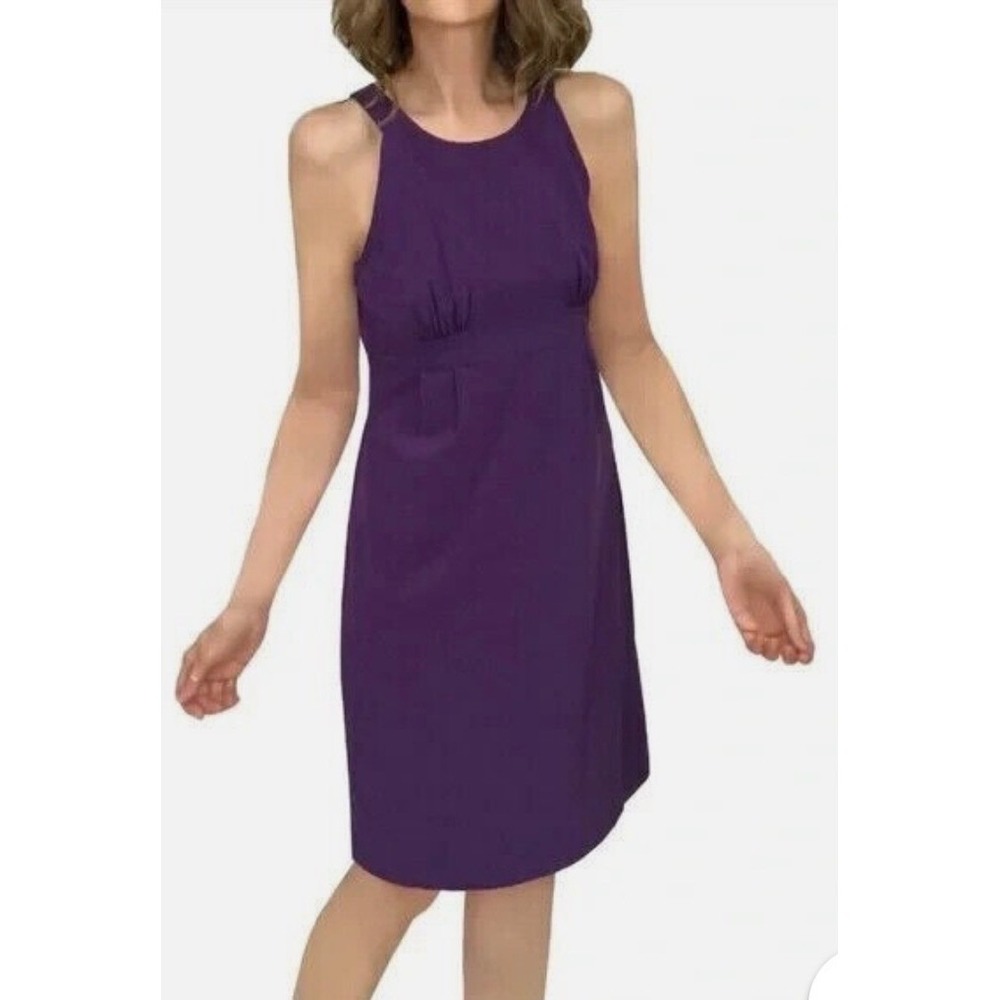 Athleta 819756 Purple Racerback Athletic Dress Womens 6 High Neck Zip Pocket